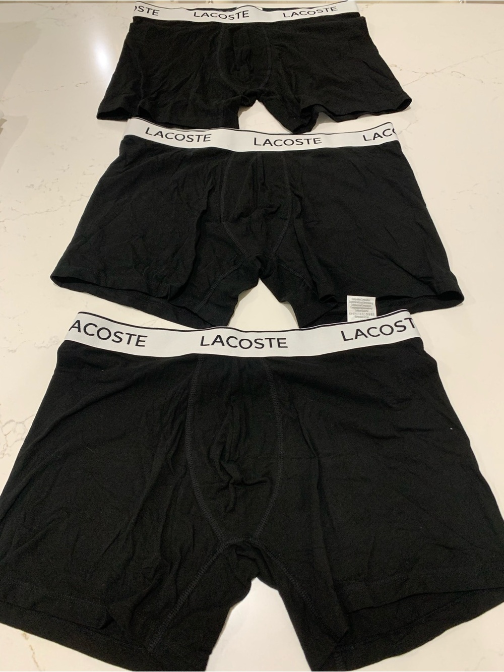 NWT Lacoste Men's Black Cotton Boxer Briefs - 3 lot Size XL
